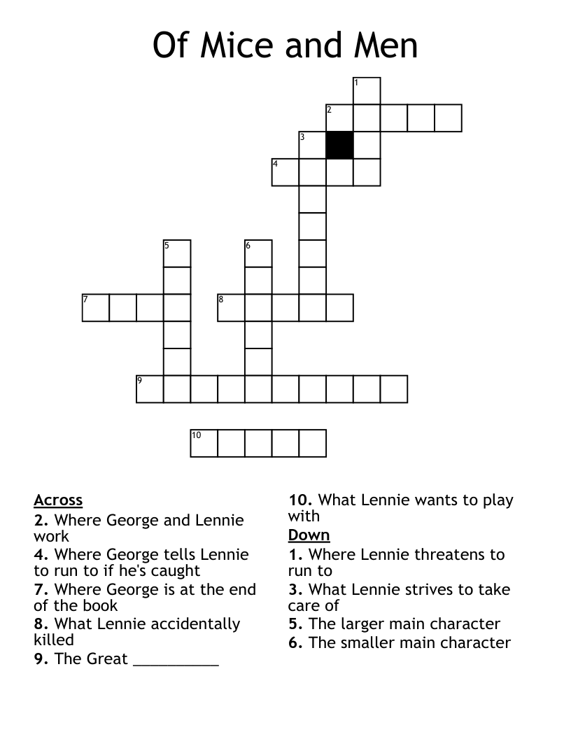 Of Mice and Men Crossword