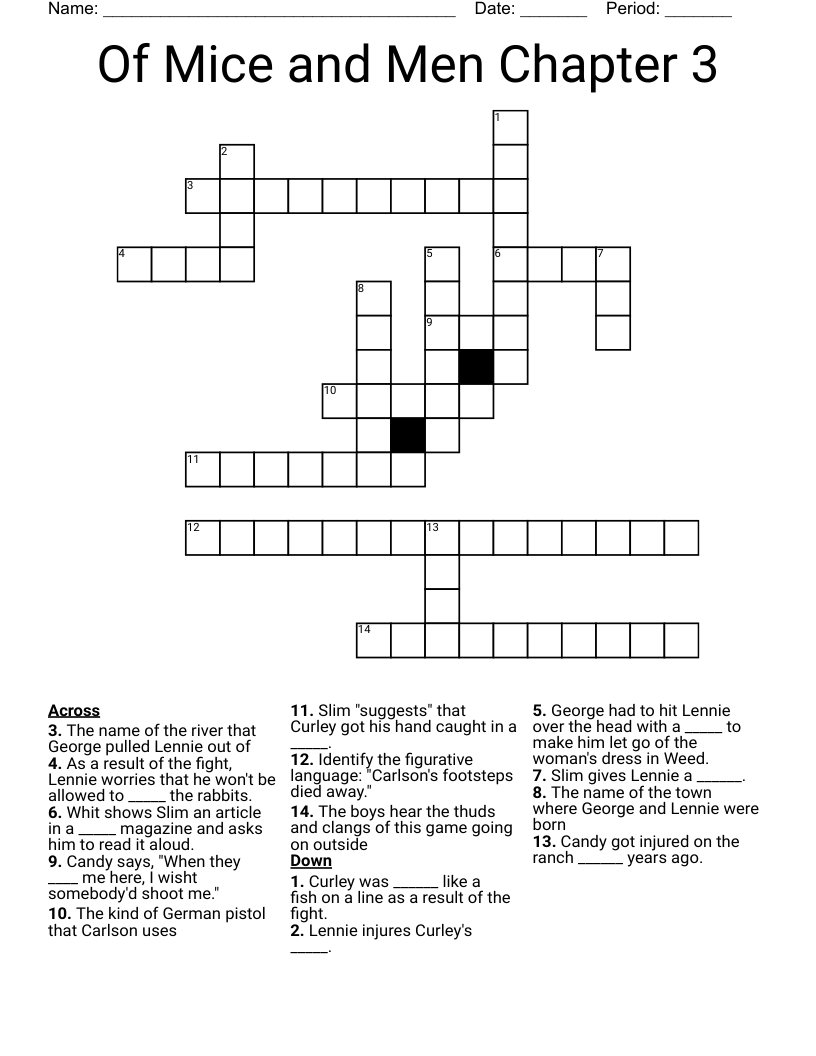 Of Mice and Men Chapter 3 Crossword
