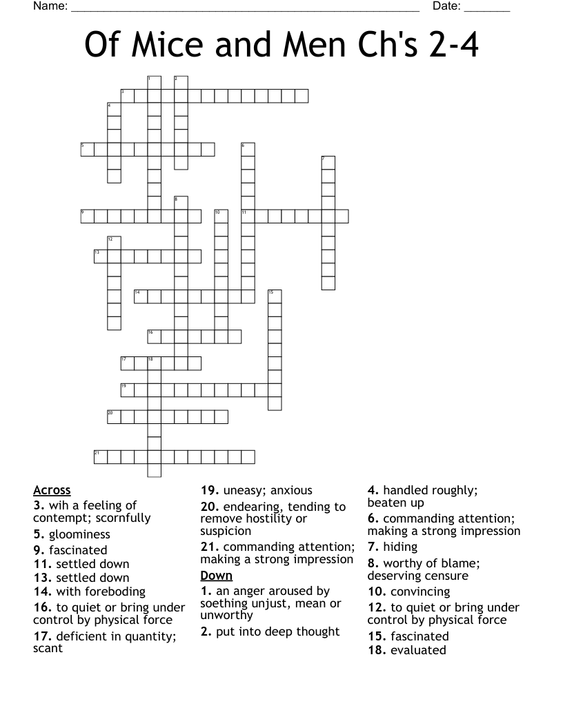 Of Mice and Men Ch's 2-4 Crossword