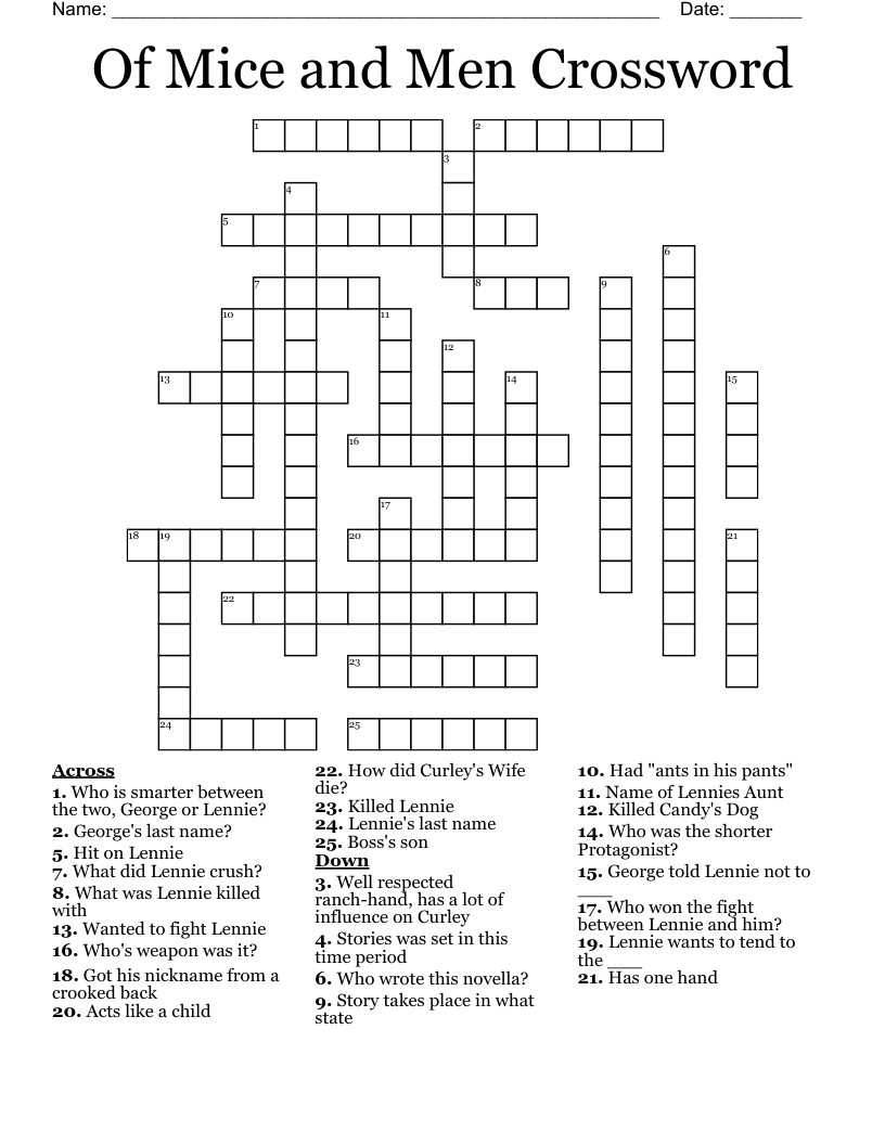 Of Mice and Men Crossword