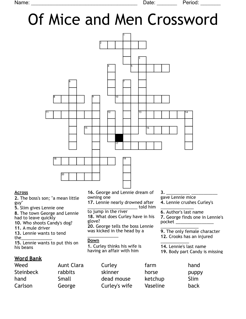 Of Mice and Men Crossword