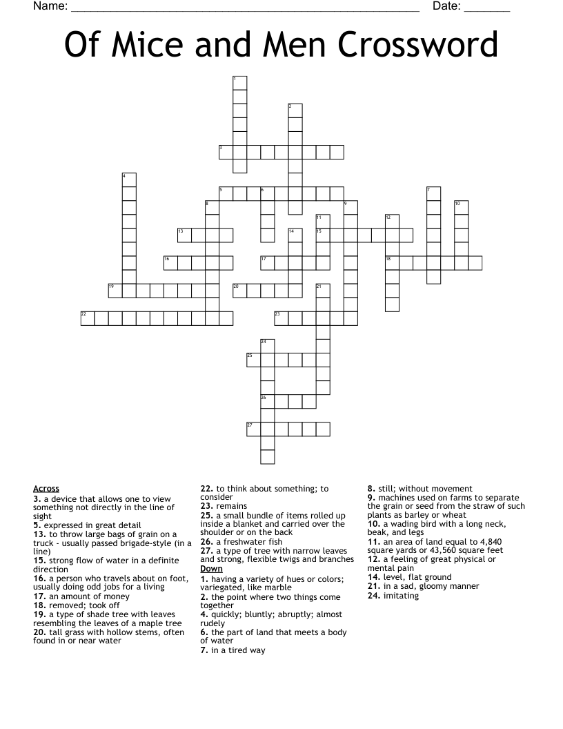 Of Mice and Men Crossword