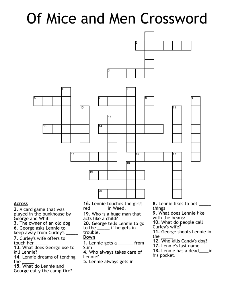 Of Mice and Men Crossword