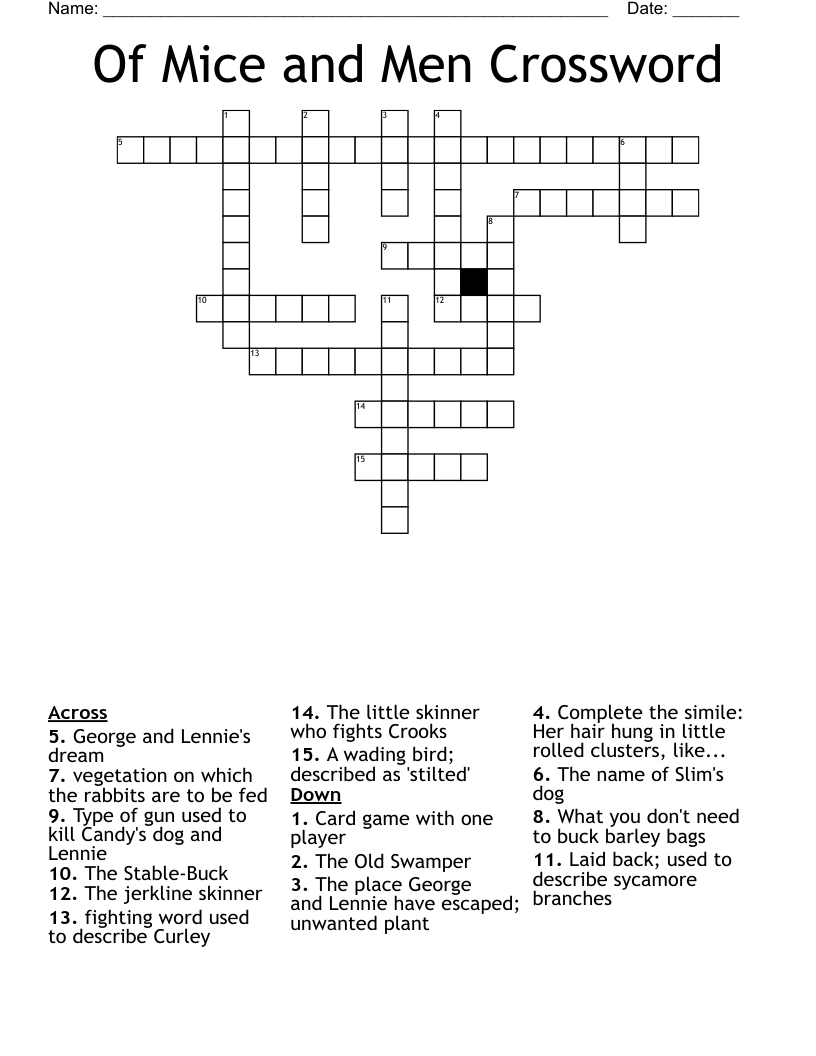Of Mice and Men Crossword
