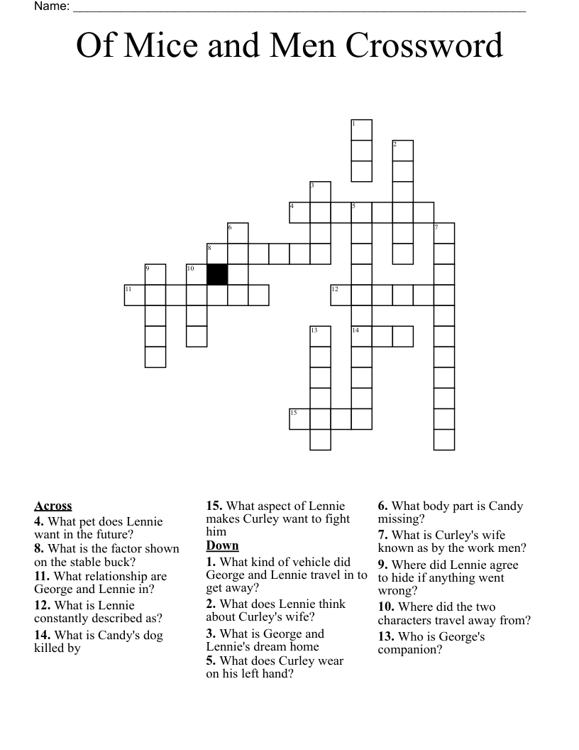 Of Mice and Men Crossword