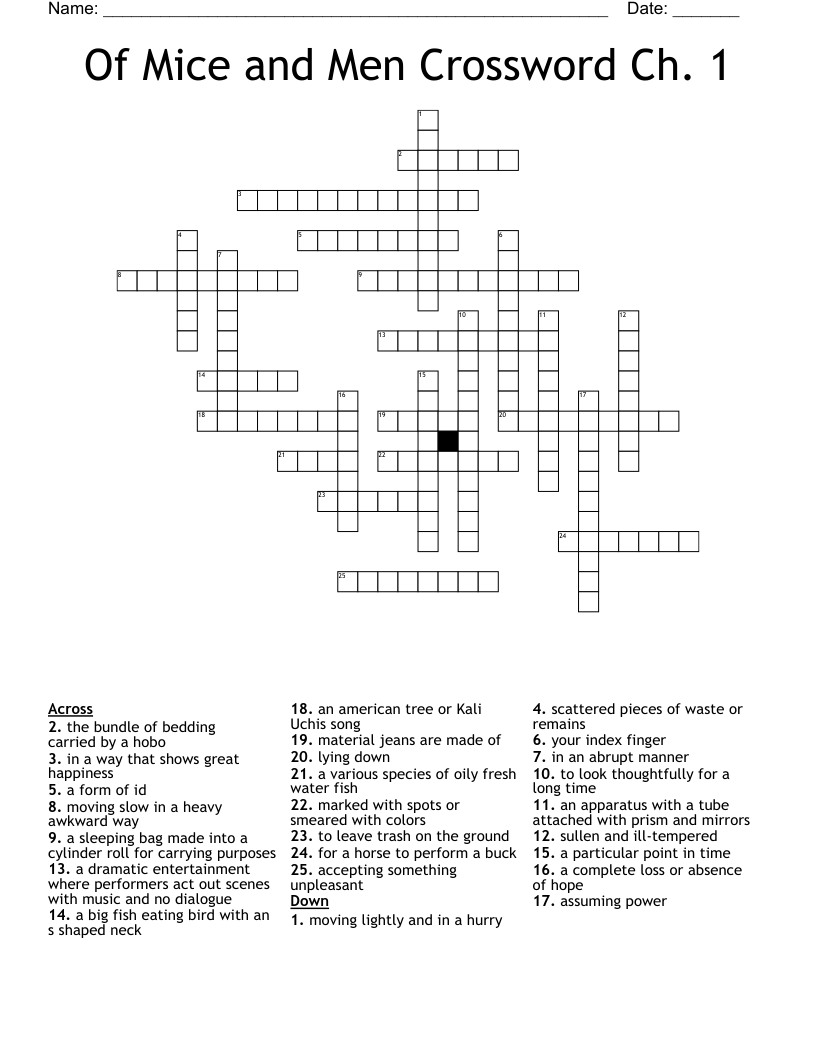 Of Mice and Men Crossword Ch. 1