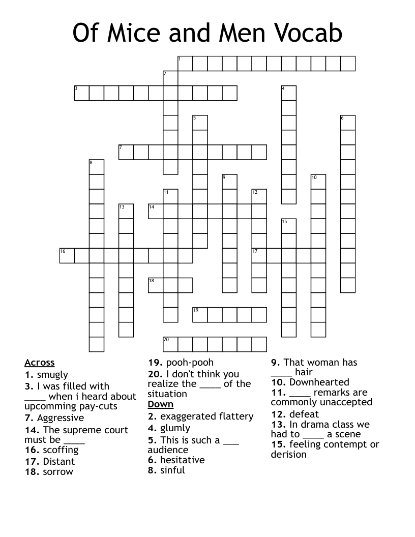 Of Mice and Men Vocab Crossword