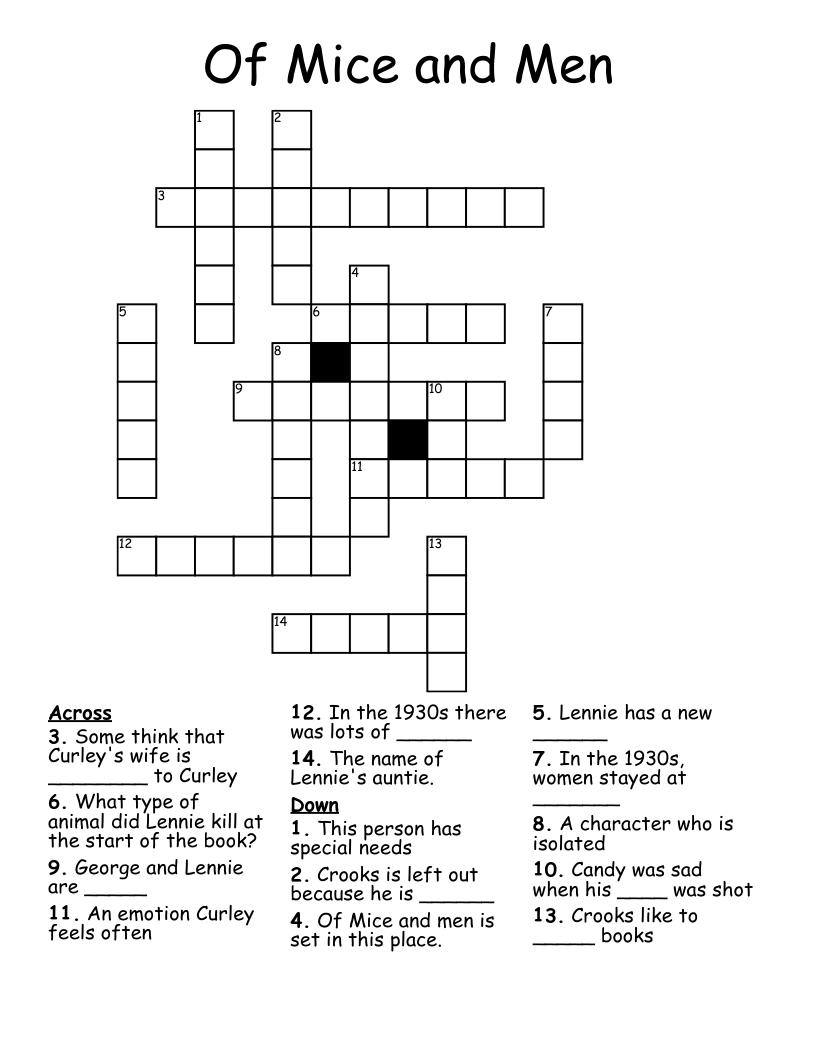 Of Mice and Men  Crossword