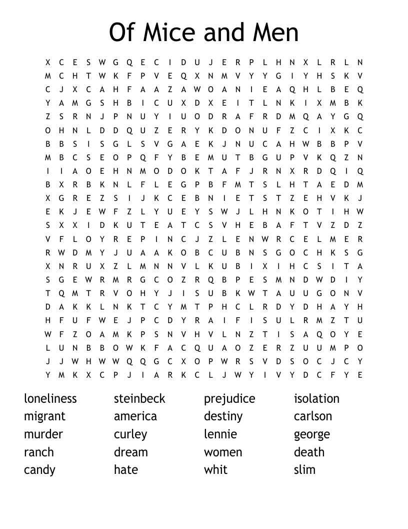 Of Mice and Men  Word Search