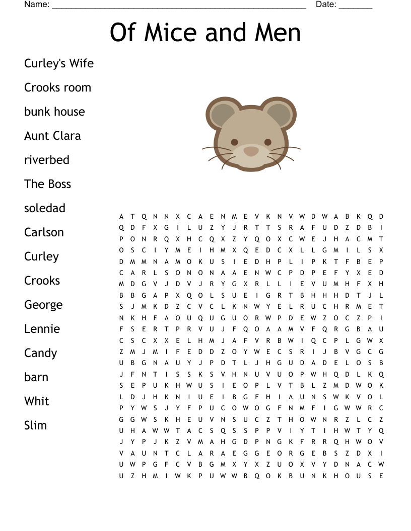 Of Mice and Men  Word Search
