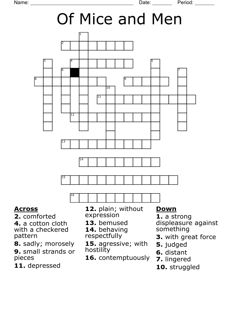 Of Mice and Men  Crossword