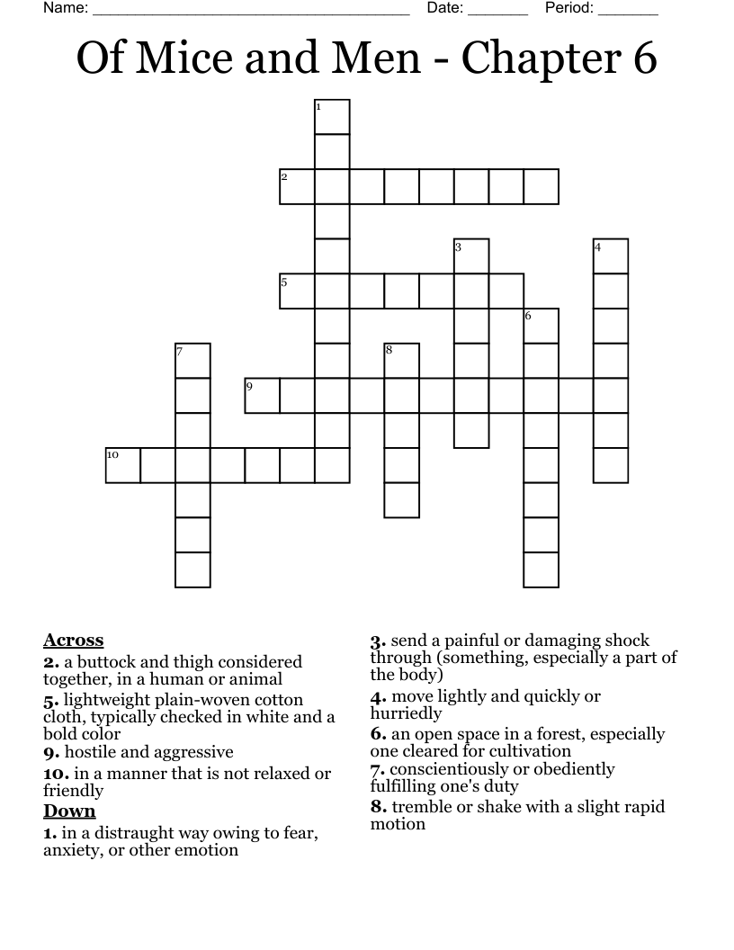 Of Mice and Men - Chapter 6 Crossword