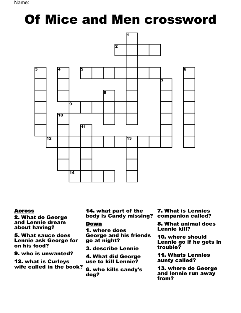Of Mice and Men crossword