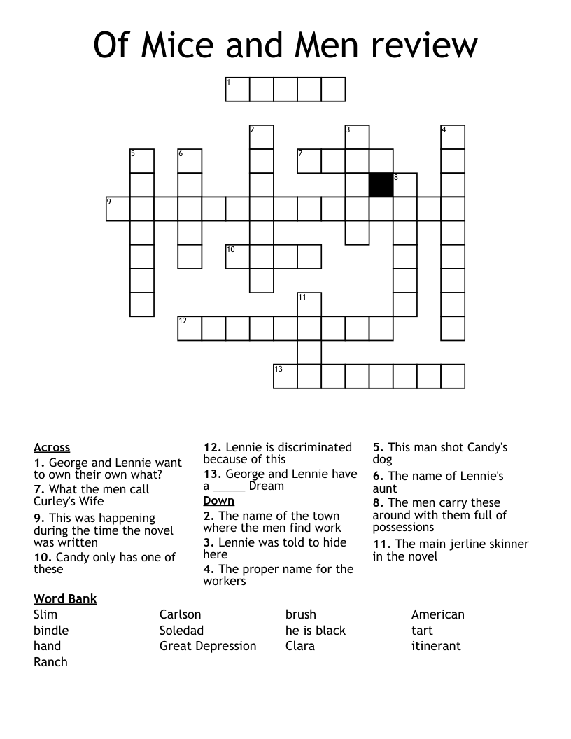 Of Mice and Men review Crossword