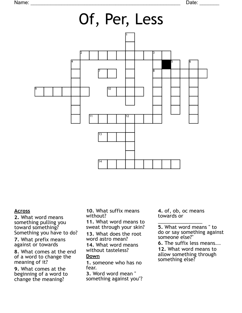 Of, Per, Less  Crossword