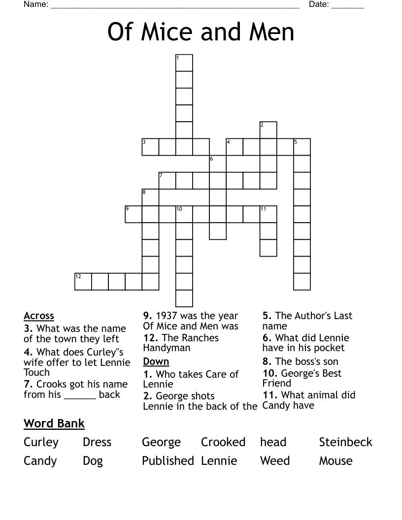 Of  Mice and Men  Crossword