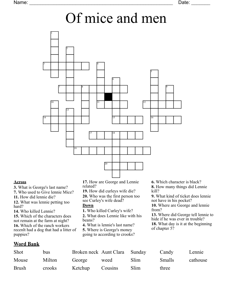 Of mice and men Crossword