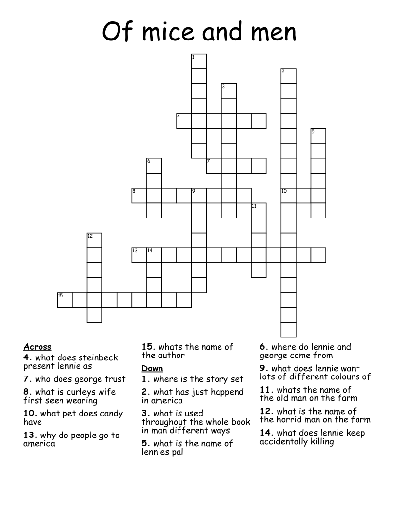 Of mice and men Crossword