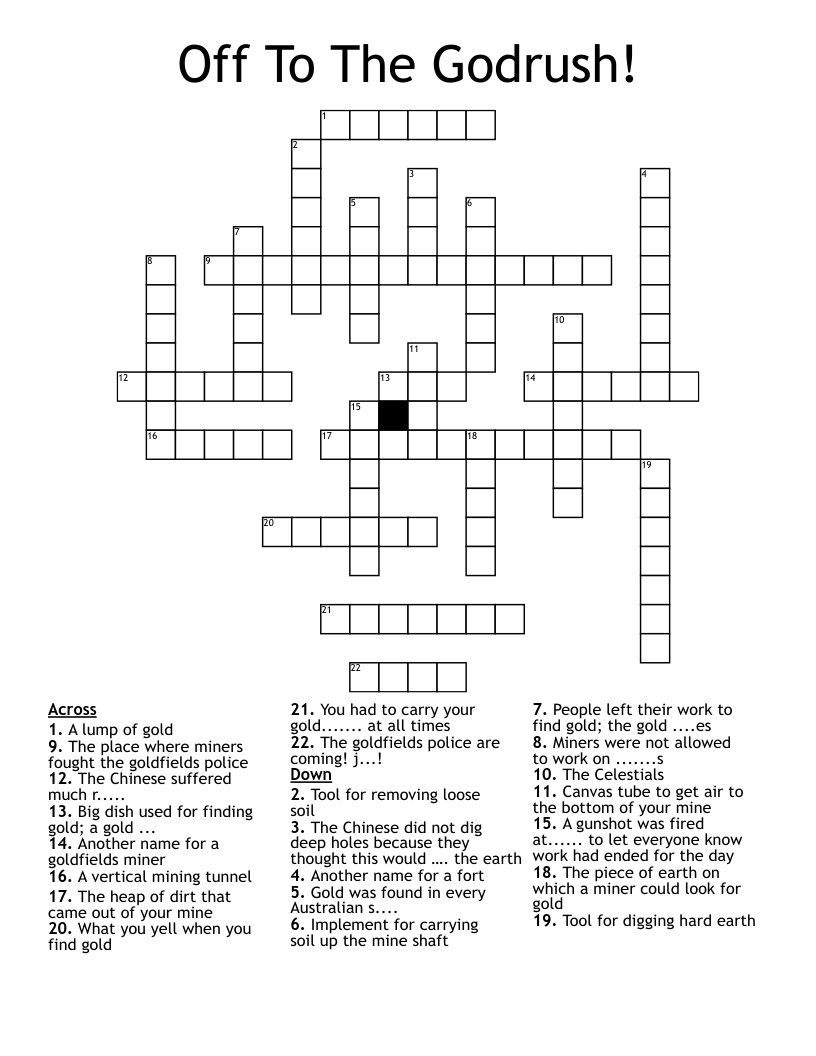 Off To The Godrush! Crossword