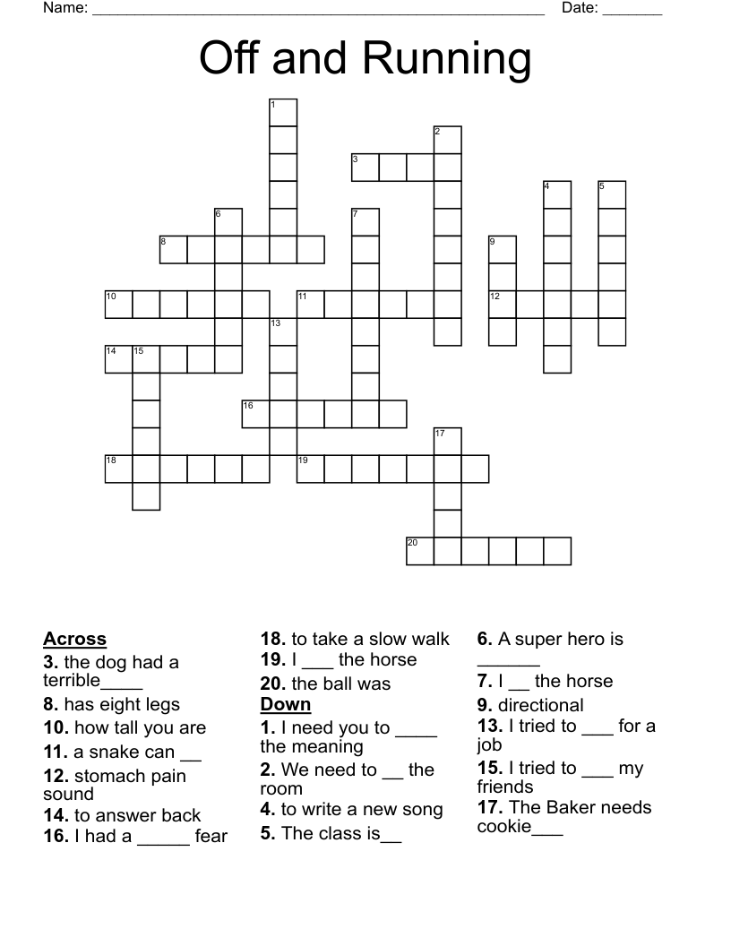 Off and Running Crossword