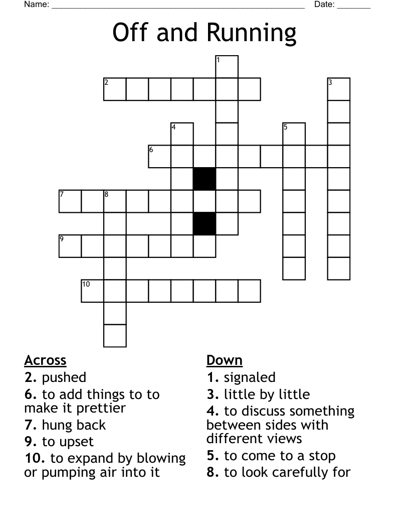 Off and Running Crossword