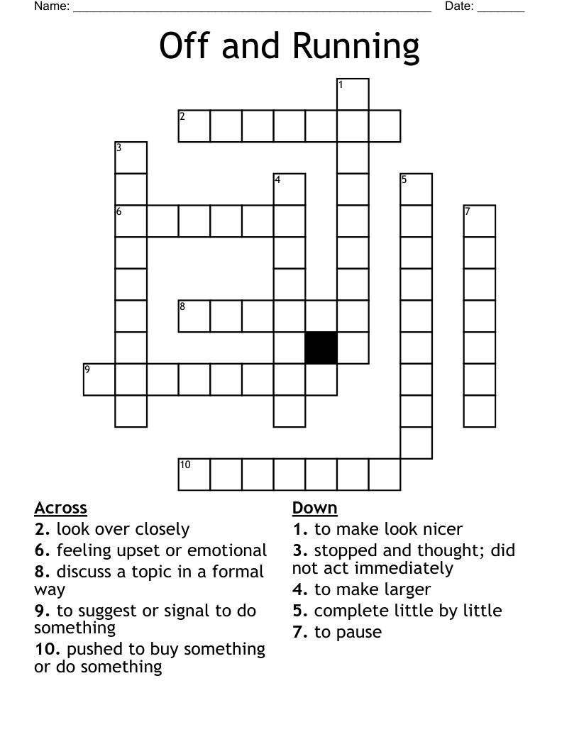 Off and Running Crossword