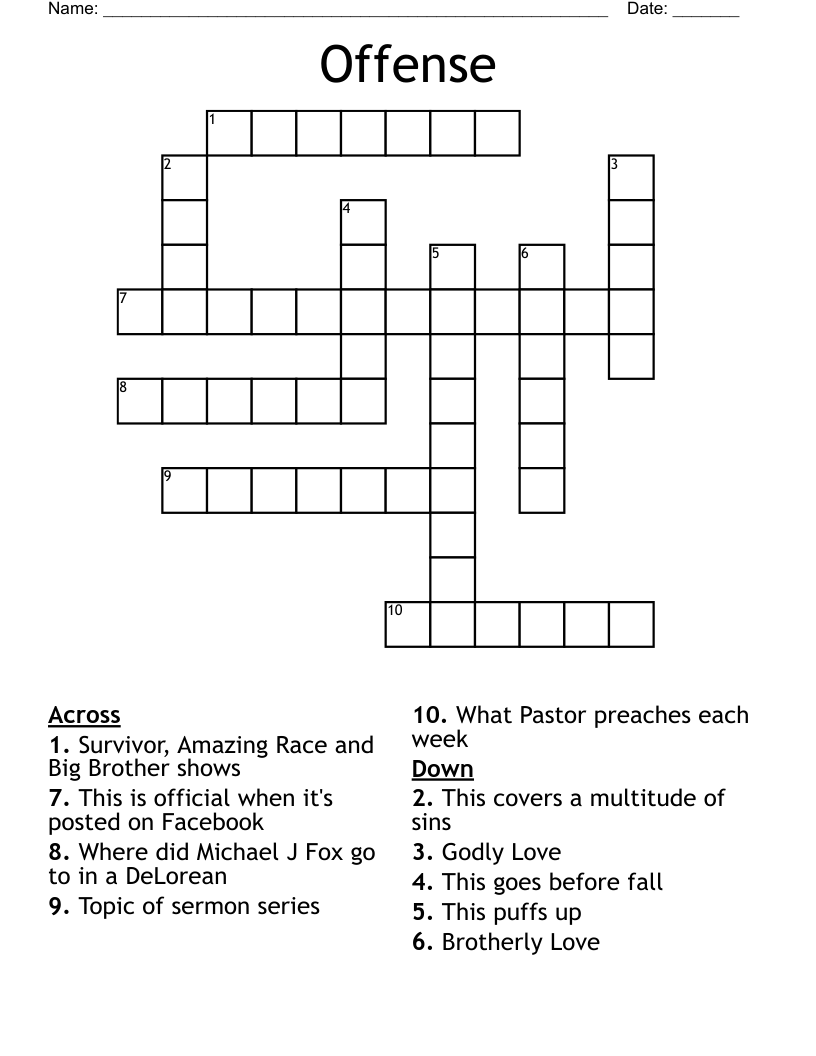 Offense Crossword