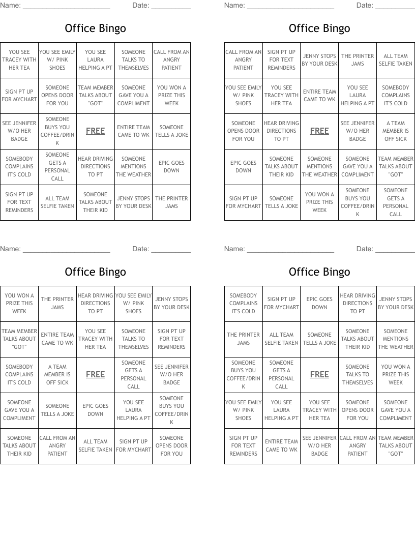 Office Bingo