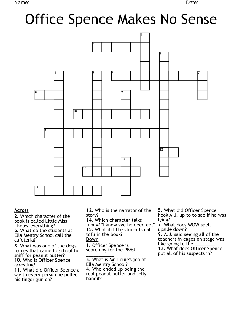 Office Spence Makes No Sense Crossword