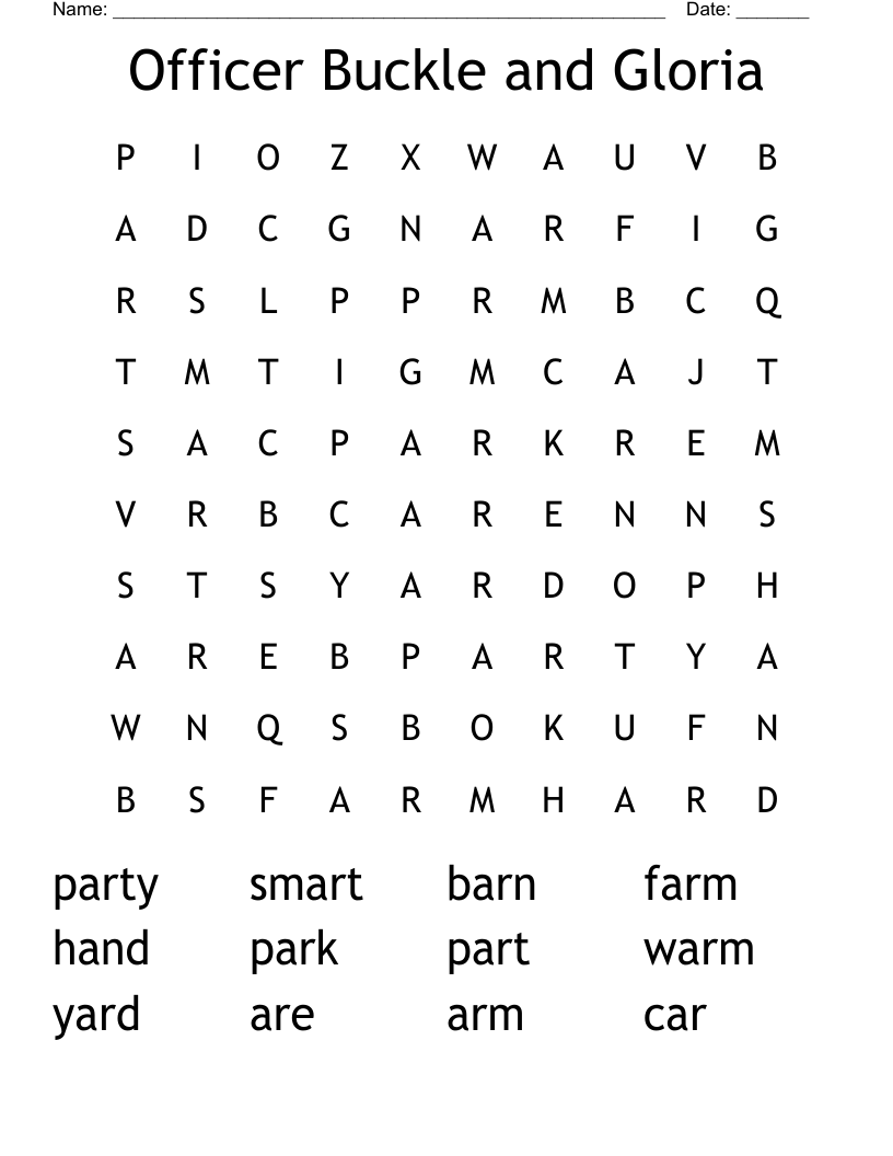 Officer Buckle and Gloria  Word Search