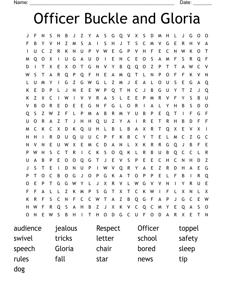 Officer Buckle and Gloria  Word Search