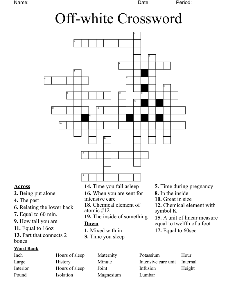 Off-white Crossword