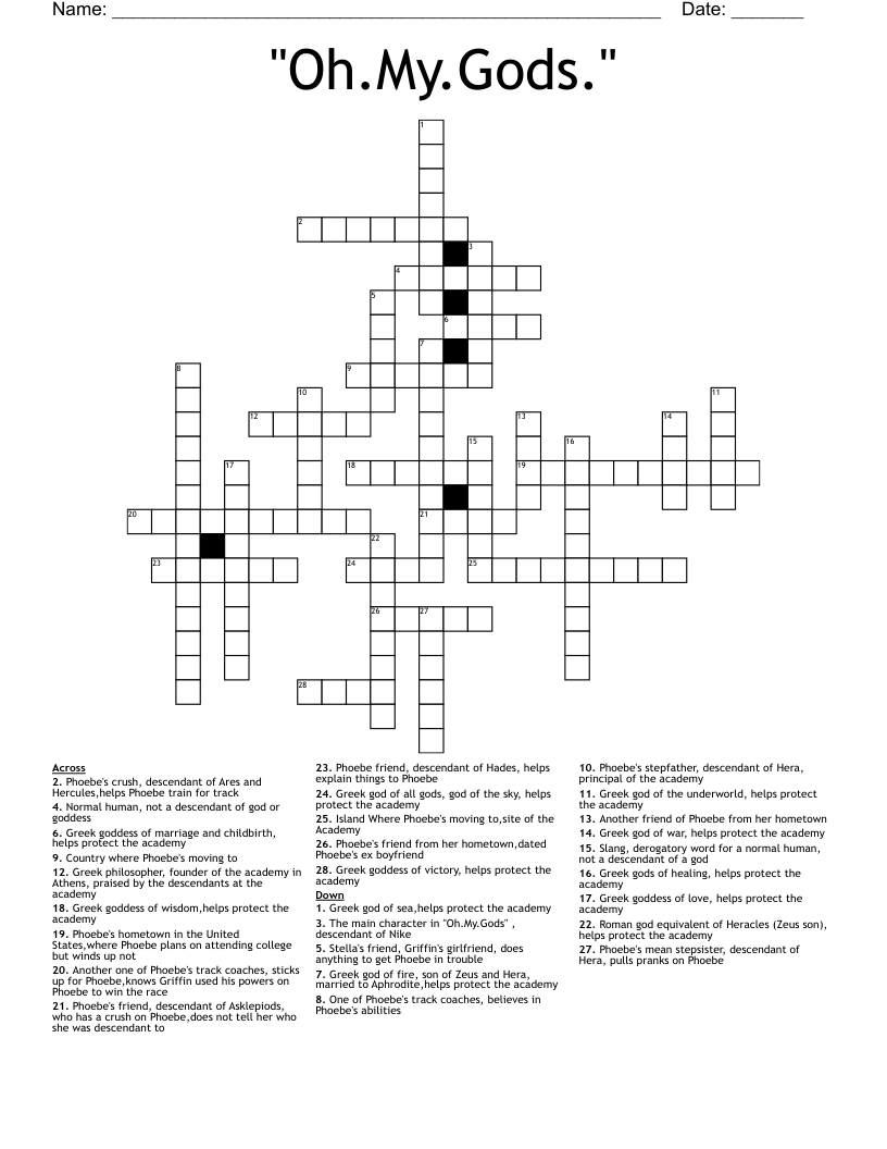 "Oh.My.Gods." Crossword