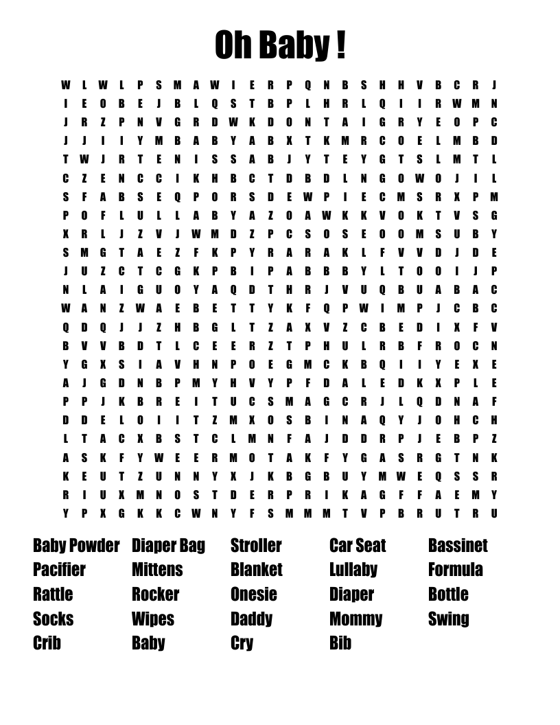 Oh Baby ! Word Search