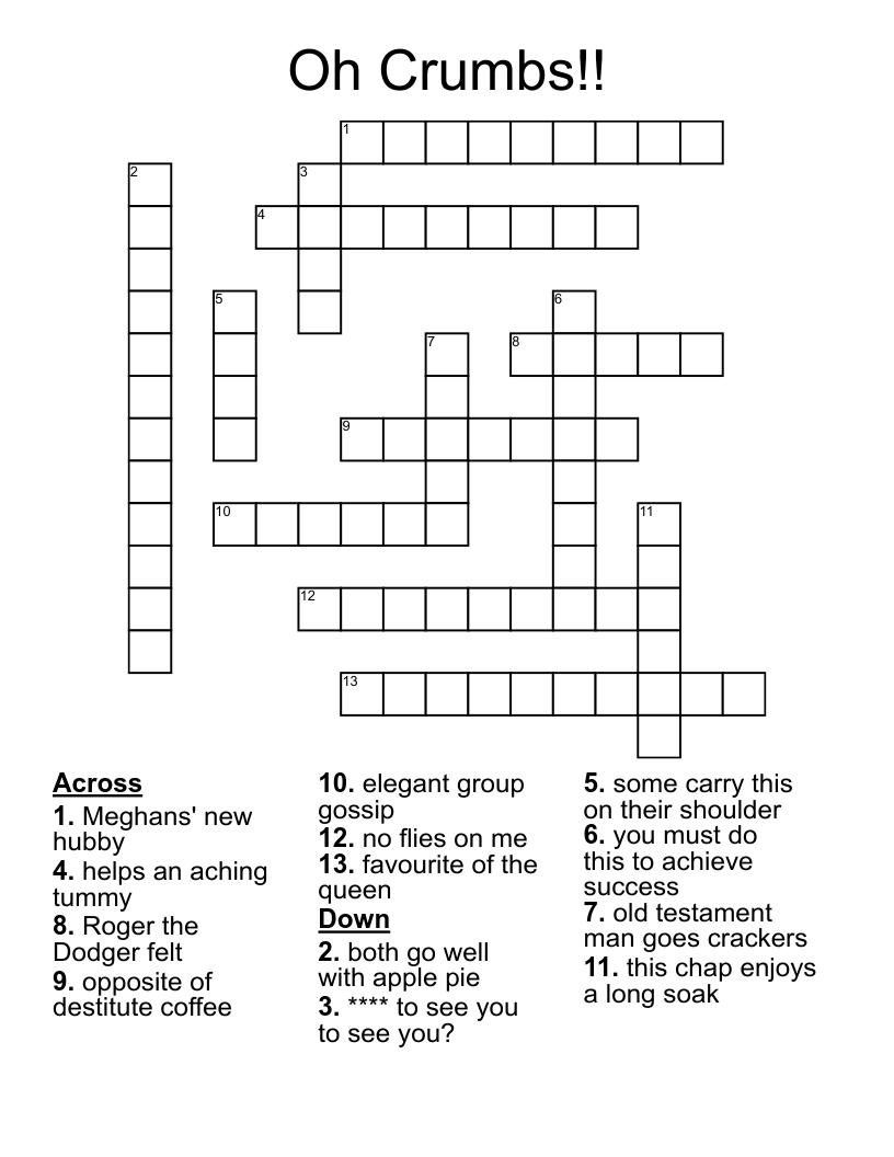 Oh Crumbs!! Crossword