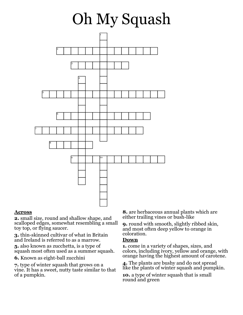 Oh My Squash Crossword