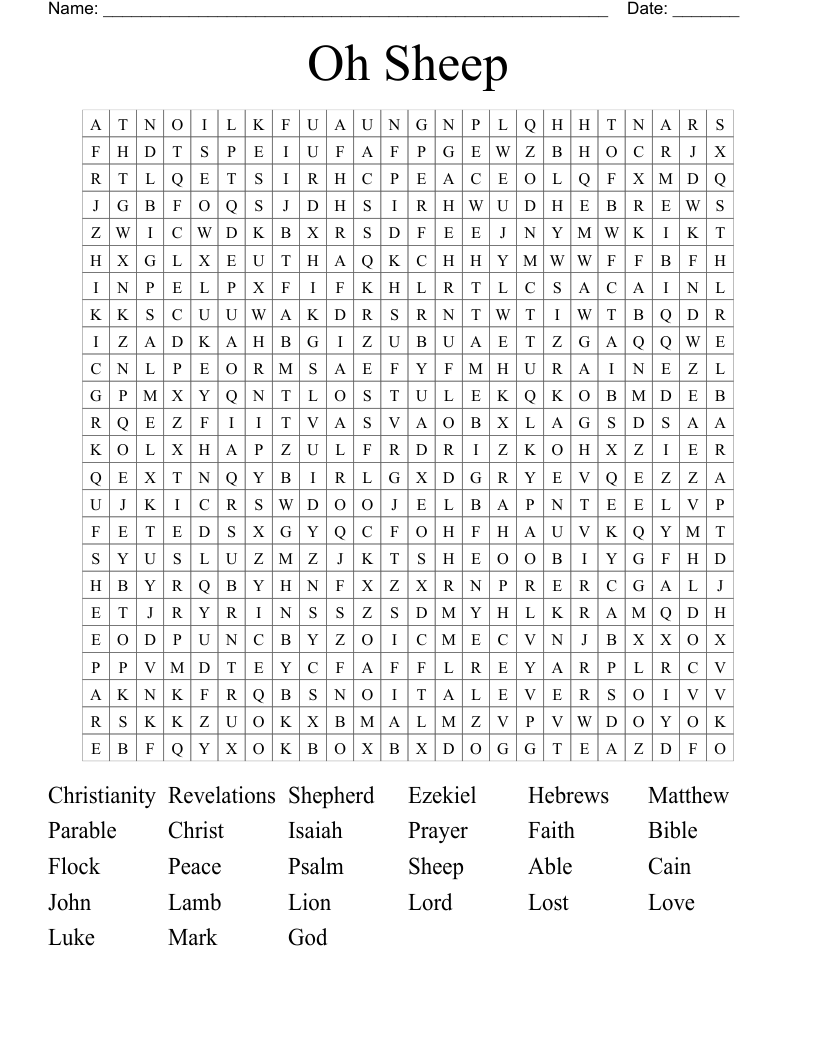 Oh Sheep Word Search