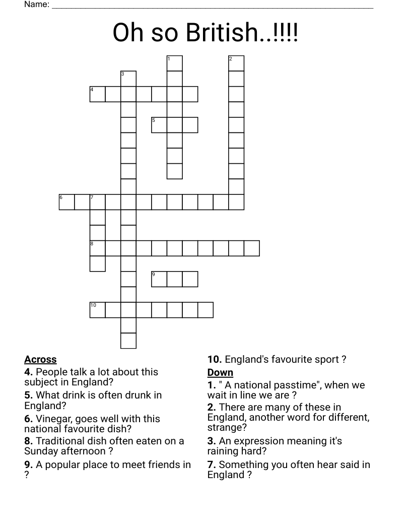 Oh  so British..!!!! Crossword