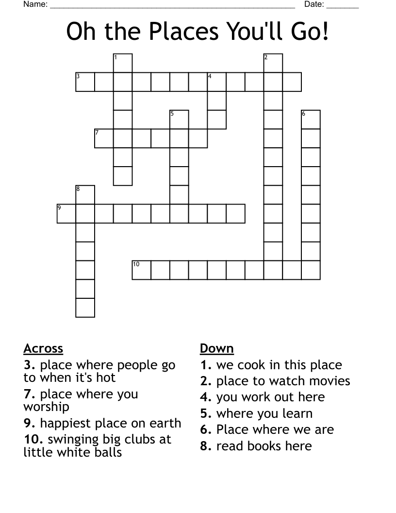 Oh the Places You'll Go! Crossword