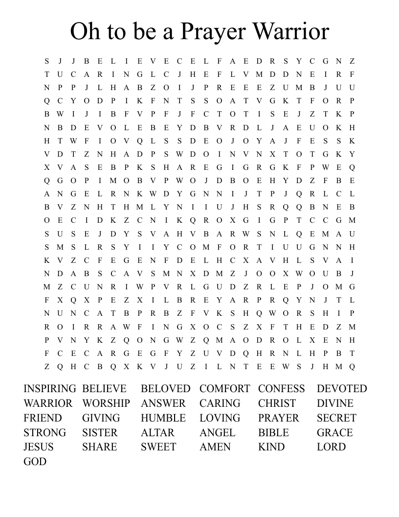 Oh to be a Prayer Warrior Word Search