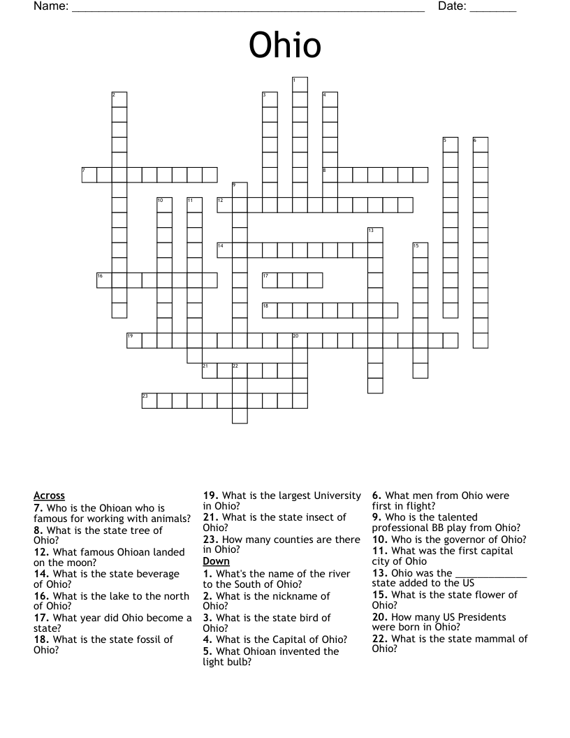 Ohio Crossword