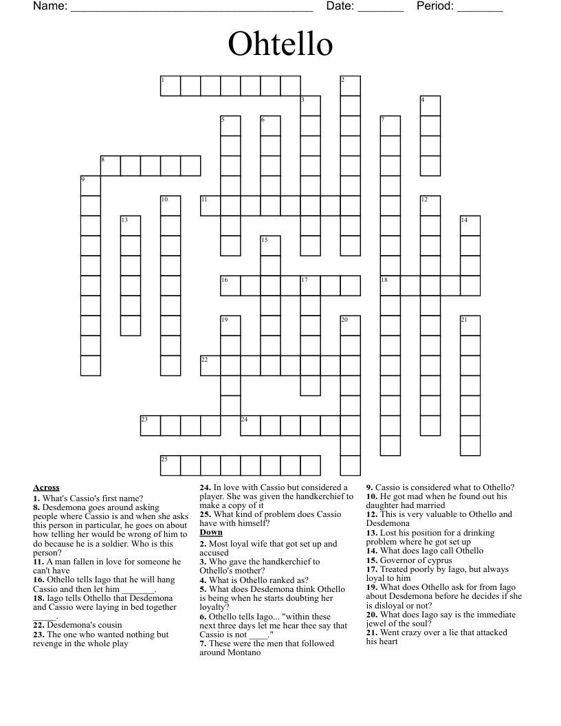 Ohtello Crossword