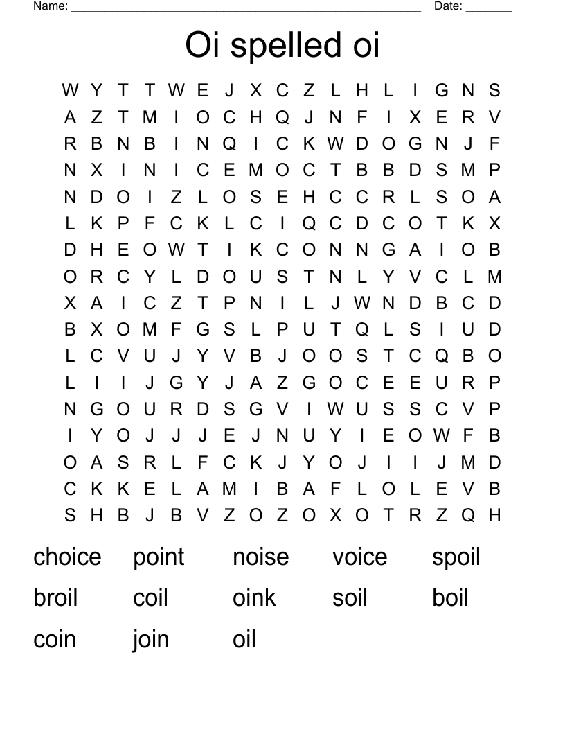 Oi spelled oi Word Search