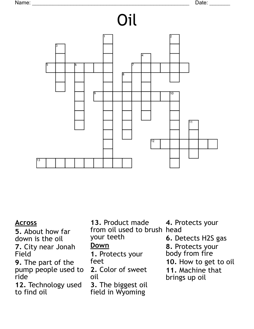 Oil Crossword