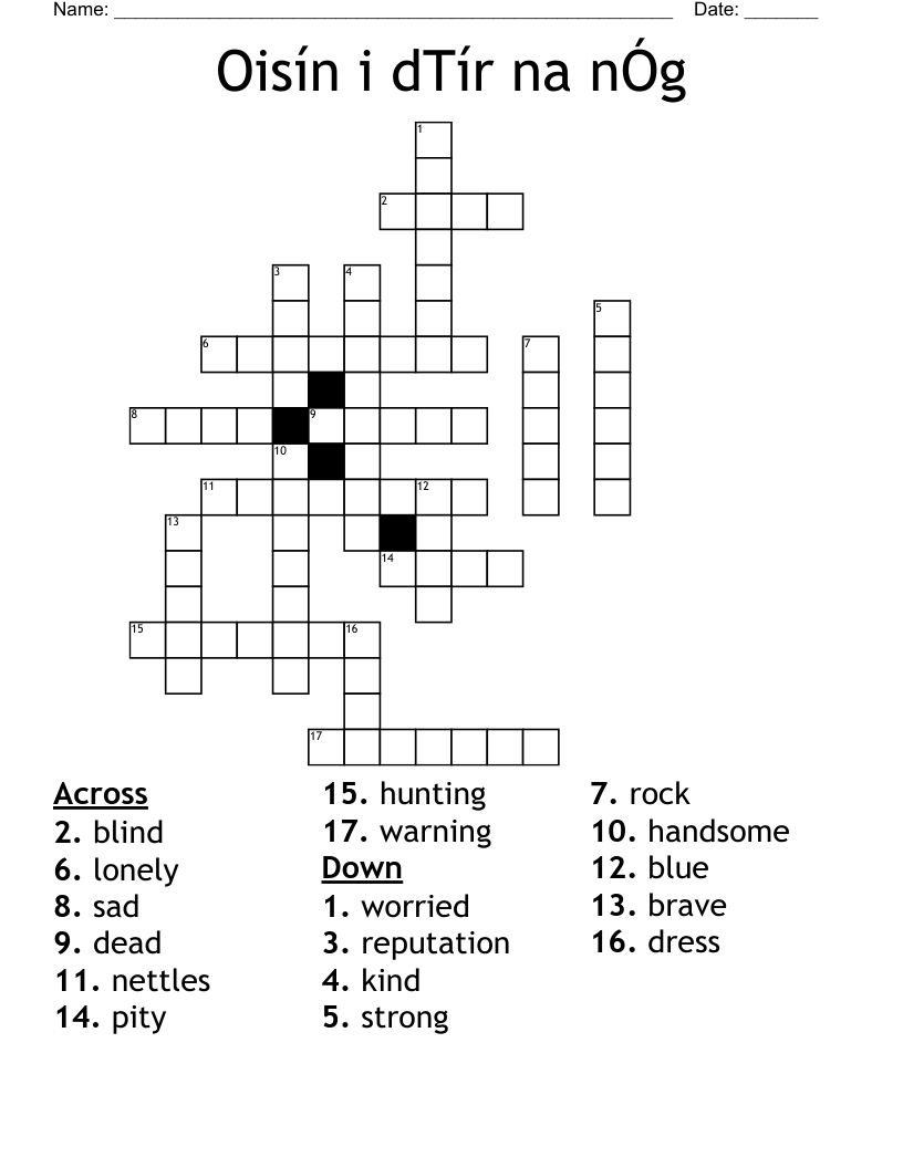 Oisín i dTír na nÓg Crossword
