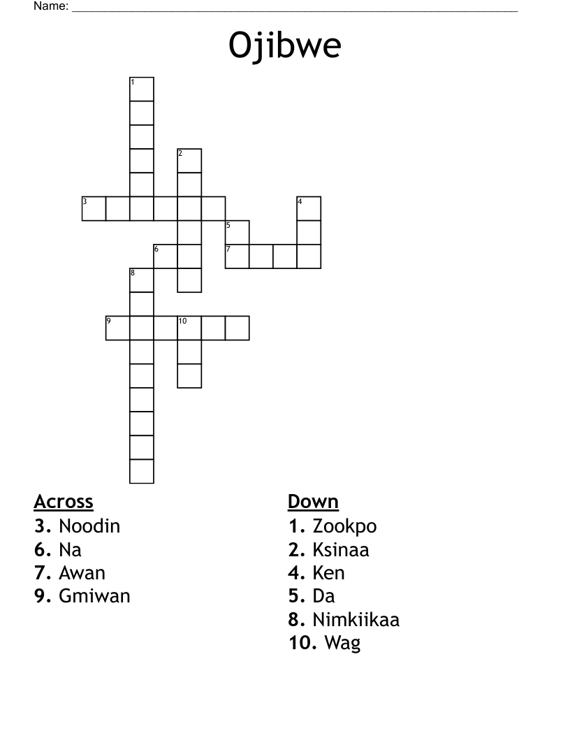 Ojibwe Crossword