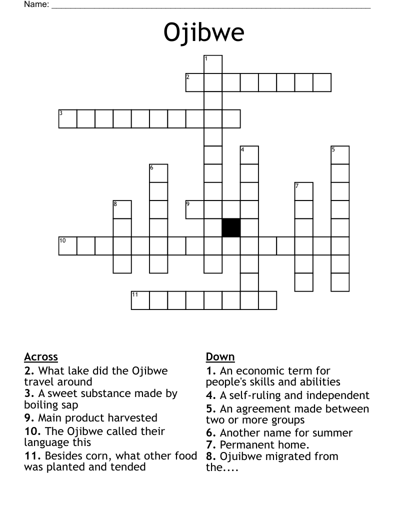 Ojibwe Crossword