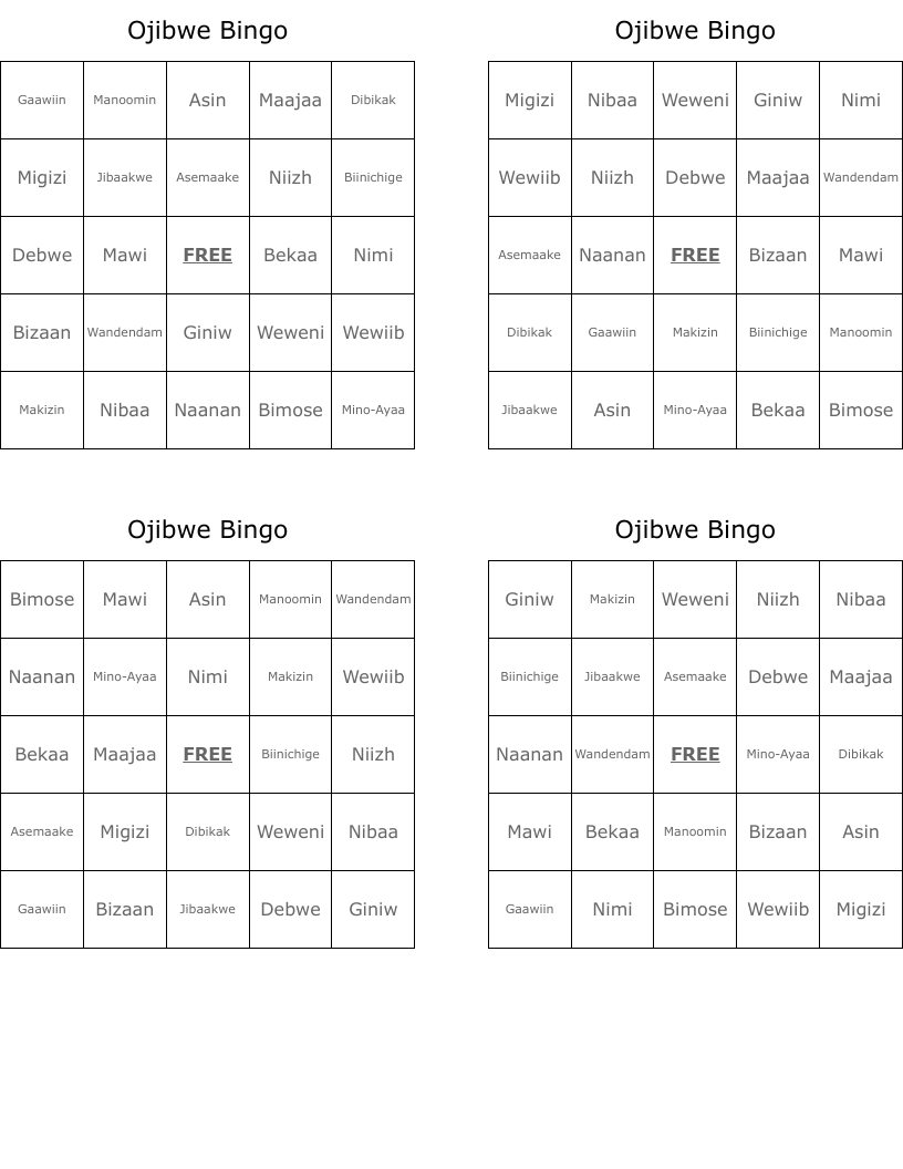 Ojibwe Bingo