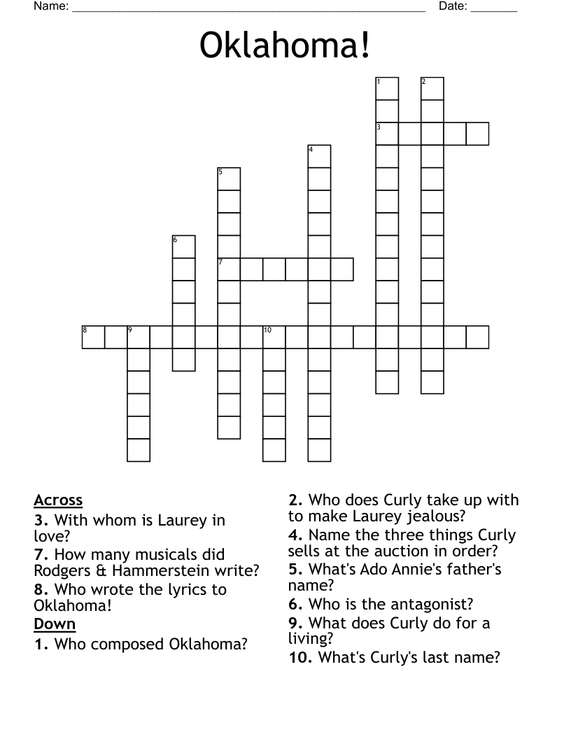 Oklahoma! Crossword