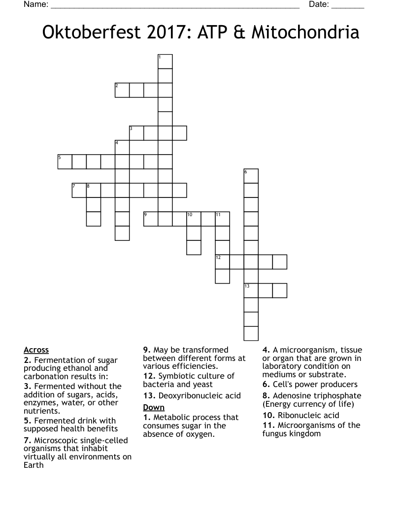 Oktoberfest 2017: ATP & Mitochondria Crossword